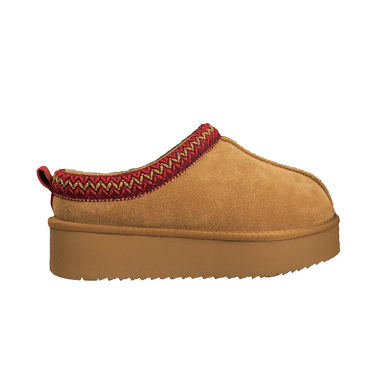 Platform Suede Outdoor Slippers Fur Lined